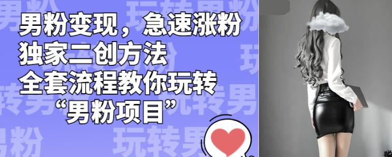 男粉变现，急速涨粉独家二创方法，全套流程教你玩转“男粉项目”【揭秘】| 网创圈