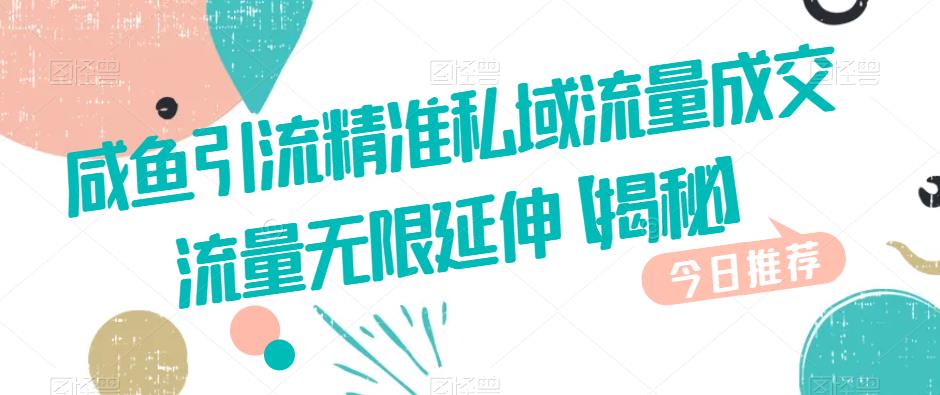 咸鱼引流精准私域流量成交流量无限延伸【揭秘】| 网创圈