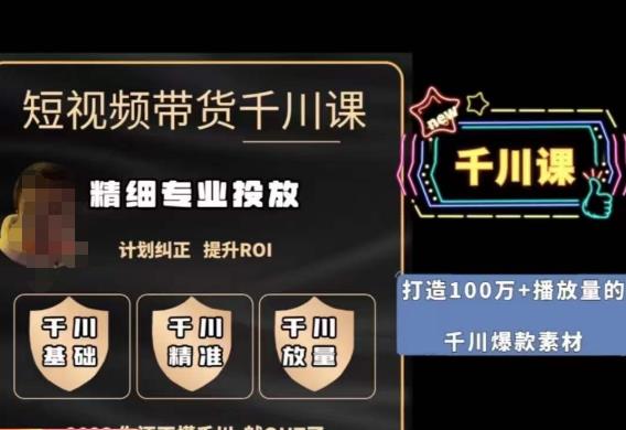 短视频带货-千川专业投放课，​精细化专业投放，计划纠正，提升ROI| 网创圈