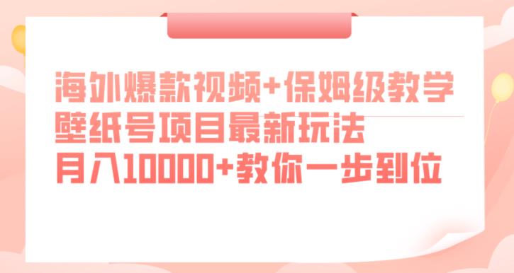 海外爆款视频+保姆级教学，壁纸号项目最新玩法，月入10000+教你一步到位【揭秘】| 网创圈