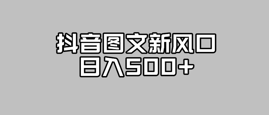 抖音图文最新风口，流量扶持非常高，日入500+【揭秘】| 网创圈