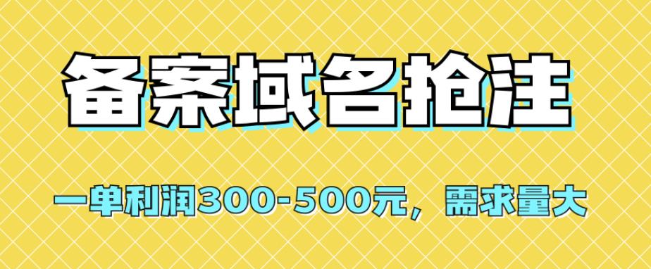 【全网首发】备案域名抢注，一单利润300-500元，需求量大| 网创圈