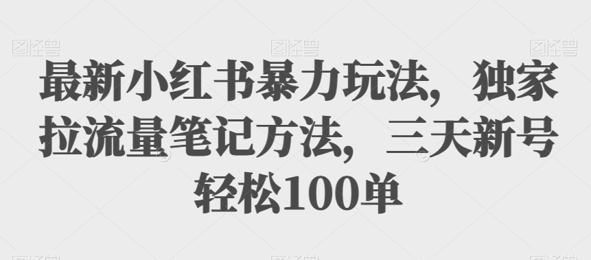 最新小红书暴力玩法，独家拉流量笔记方法，三天新号轻松100单【揭秘】| 网创圈