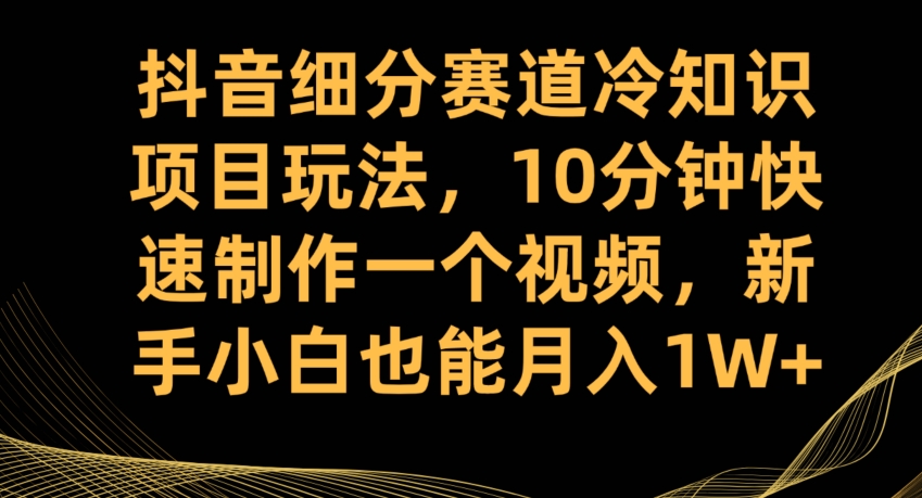 抖音细分赛道冷知识项目玩法，10分钟快速制作一个视频，新手小白也能月入1W+【揭秘】| 网创圈