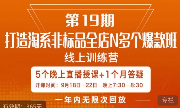 打造淘系非标全店N多个爆款线上课，​5天直播课| 网创圈