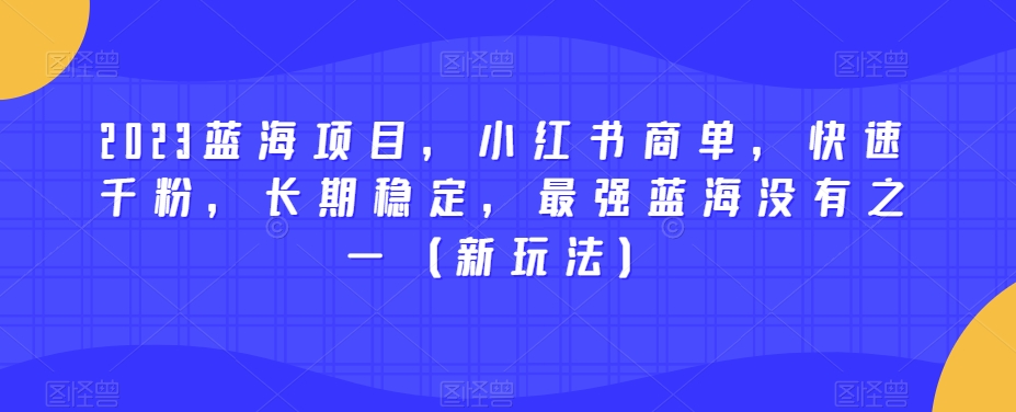 2023蓝海项目，小红书商单，快速千粉，长期稳定，最强蓝海没有之一（新玩法）| 网创圈