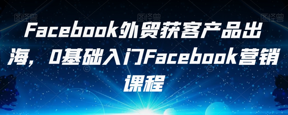 Facebook外贸获客产品出海，0基础入门Facebook营销课程| 网创圈