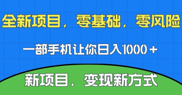新项目，新平台，一部手机即可日入1000＋，无门槛操作【揭秘】| 网创圈