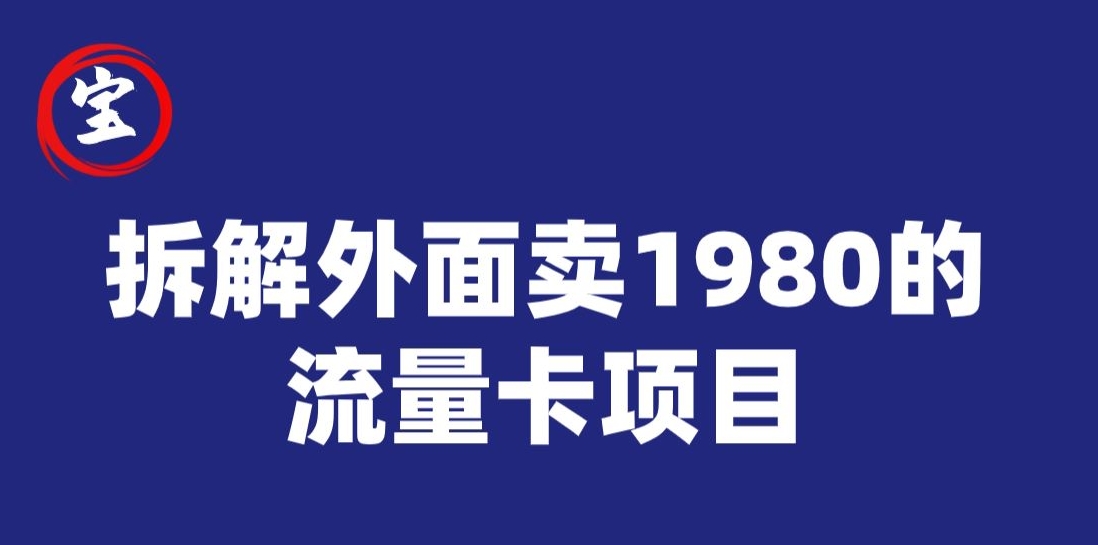 宝哥拆解外面卖1980手机流量卡项目，0成本无脑推广| 网创圈