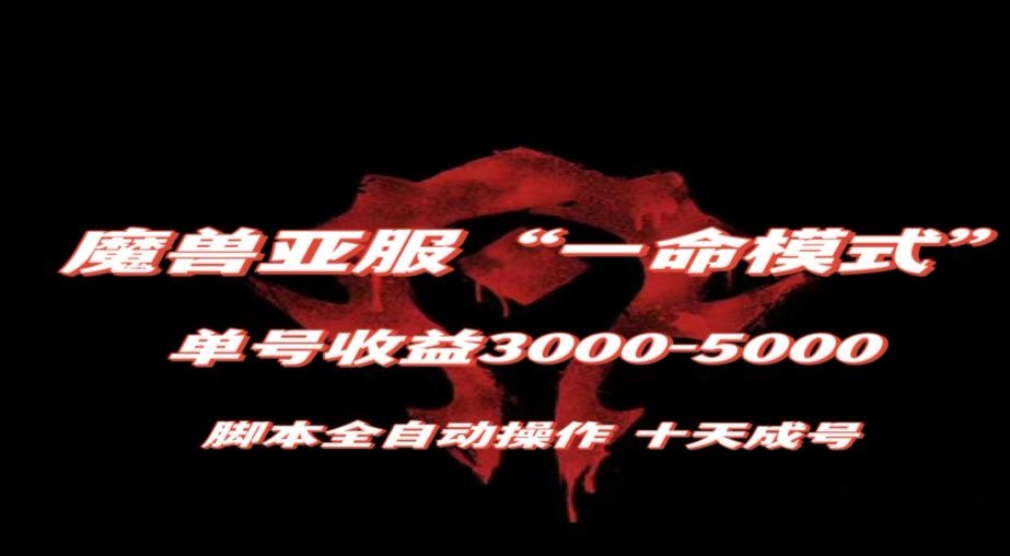 魔兽亚服一命模式，10天成号-单号3千-5千，脚本全自动操作，保姆级教学【揭秘】| 网创圈