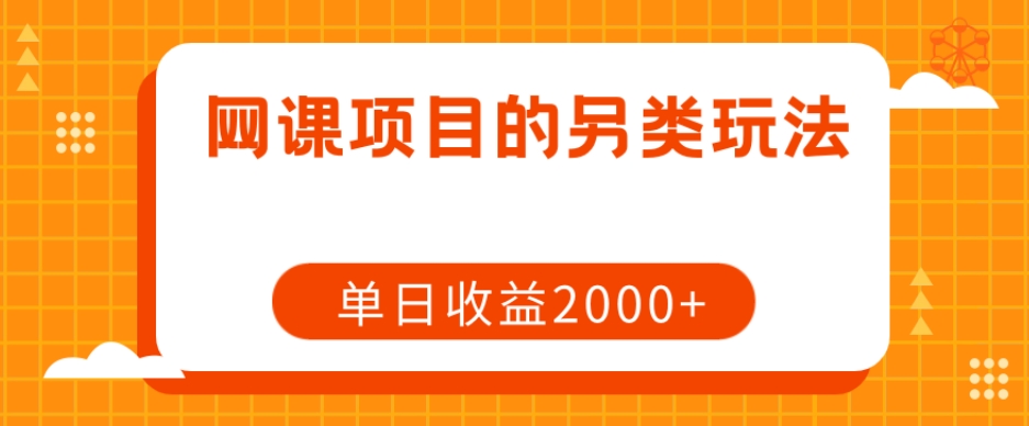 网课项目的另类玩法，单日收益2000+【揭秘】| 网创圈
