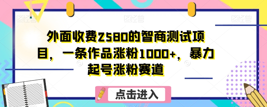 外面收费2580的智商测试项目，一条作品涨粉1000+，暴力起号涨粉赛道【揭秘】| 网创圈