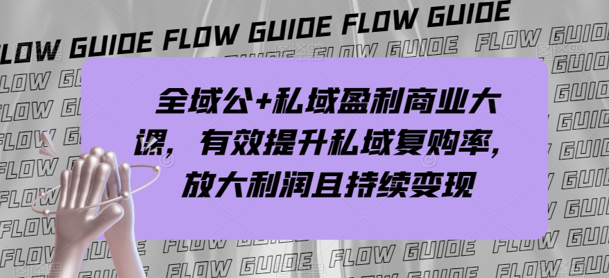 全域公+私域盈利商业大课，有效提升私域复购率，放大利润且持续变现| 网创圈