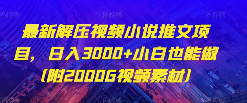 最新解压视频小说推文项目，日入3000+小白也能做（附2000G视频素材）【揭秘】| 网创圈