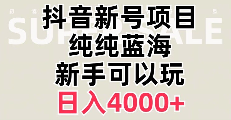 抖音蓝海赛道，必须是新账号，日入4000+【揭秘】| 网创圈