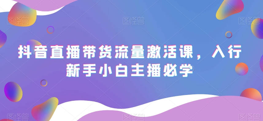 抖音直播带货流量激活课，入行新手小白主播必学| 网创圈