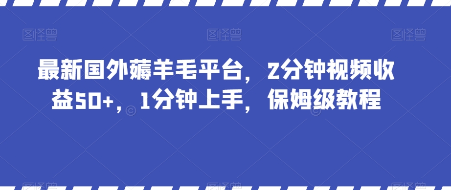 最新国外薅羊毛平台，2分钟视频收益50+，1分钟上手，保姆级教程【揭秘】| 网创圈