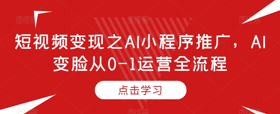 短视频变现之AI小程序推广，AI变脸从0-1运营全流程| 网创圈