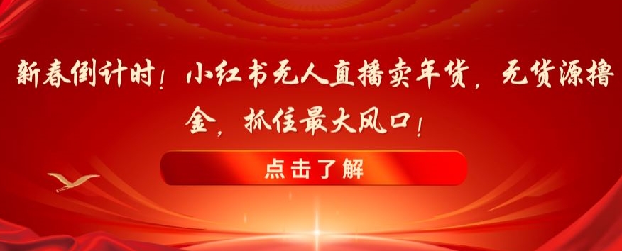 新春倒计时！小红书无人直播卖年货，无货源撸金，抓住最大风口【揭秘】| 网创圈