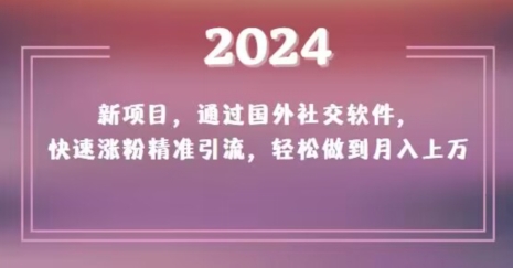 2024新项目，通过国外社交软件，快速涨粉精准引流，轻松做到月入上万【揭秘】| 网创圈