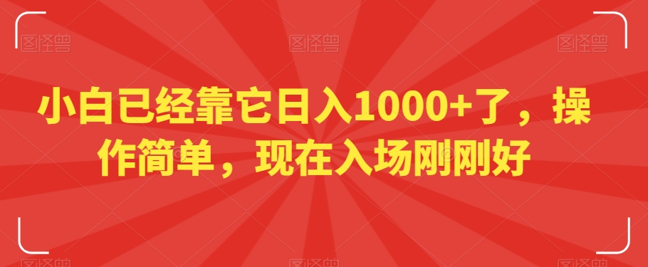 小白已经靠它日入1000+了，操作简单，现在入场刚刚好【揭秘】| 网创圈