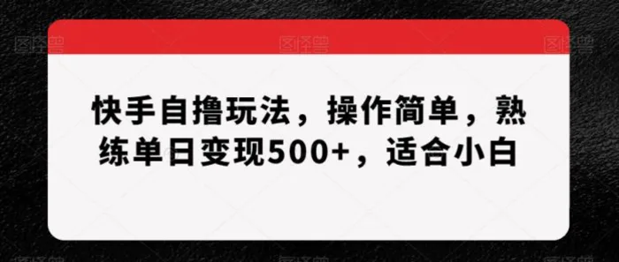 快手自撸玩法，操作简单，熟练单日变现500+，适合小白【揭秘】| 网创圈