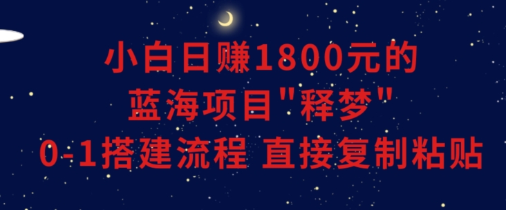 小白能日赚1800元的蓝海项目”释梦”0-1搭建流程可直接复制粘贴长期做【揭秘】| 网创圈