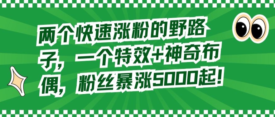 两个快速涨粉的野路子，一个特效+神奇布偶，粉丝暴涨5000起| 网创圈