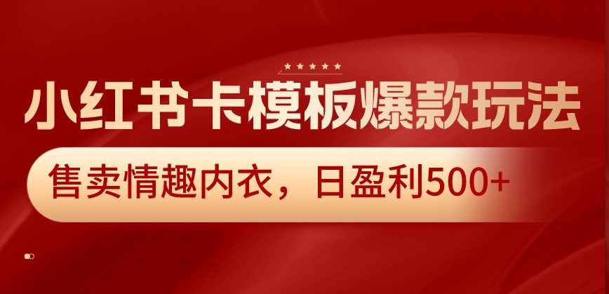 小红书卡模板爆款玩法，售卖情趣内衣，日盈利500+| 网创圈