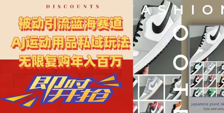 被动引流蓝海赛道，AJ运动用品私域玩法，无限复购年入百万| 网创圈