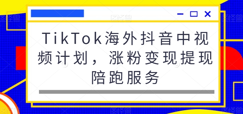 TikTok海外抖音中视频计划，涨粉变现提现陪跑服务| 网创圈