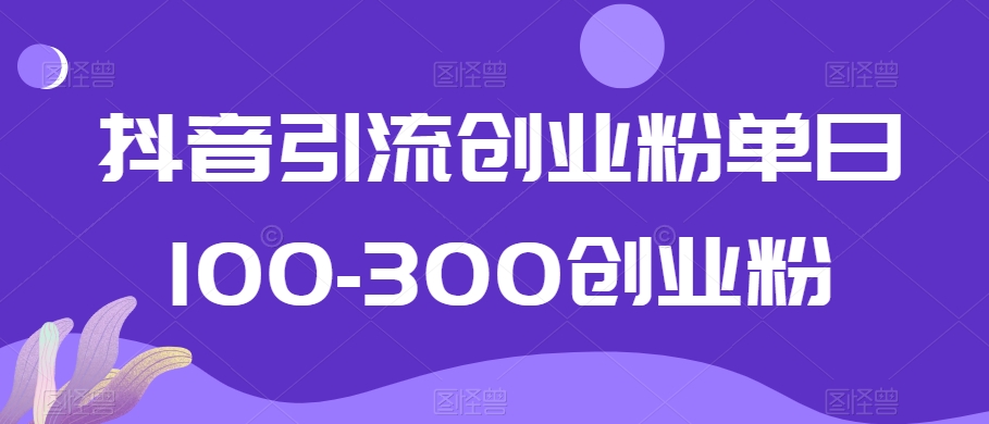 抖音引流创业粉单日100-300创业粉| 网创圈
