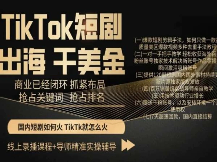 TikTok短剧出海干美金，商业已经闭环抓紧布局，抢占关键词抢占排名| 网创圈