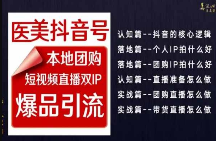 2024医美如何做抖音，医美抖音号本地团购，短视频直播双IP，爆品引流| 网创圈