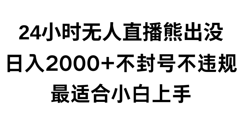 快手24小时无人直播熊出没，不封直播间，不违规，日入2000+，最适合小白上手，保姆式教学| 网创圈