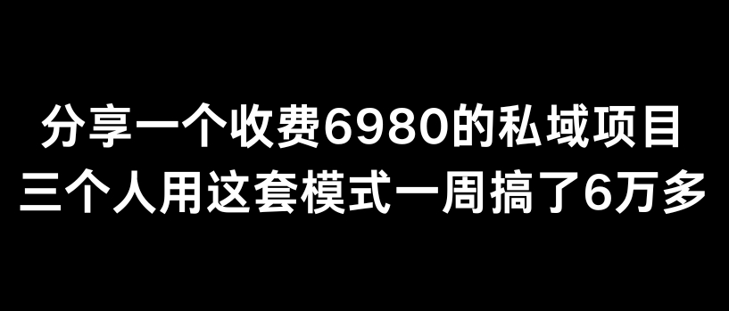 分享一个外面卖6980的私域项目三个人用这套模式一周搞了6万多| 网创圈