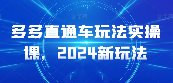 多多直通车玩法实操课，2024新玩法| 网创圈