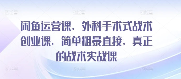 闲鱼运营课，外科手术式战术创业课，简单粗暴直接，真正的战术实战课| 网创圈