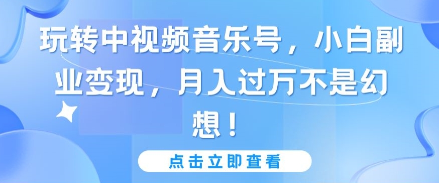 玩转中视频音乐号，小白副业变现，月入过万不是幻想| 网创圈