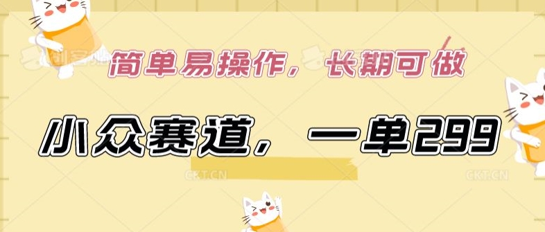 小众赛道，一单299.简单易操作，长期可做| 网创圈