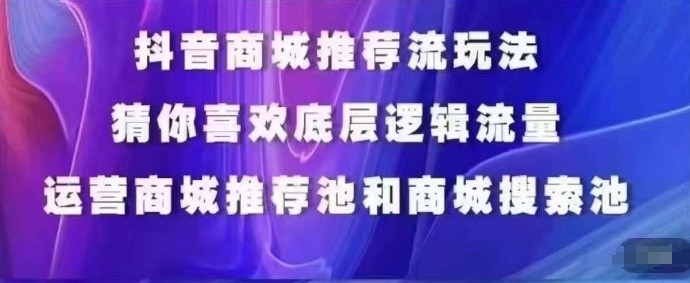 抖音商城运营课程，猜你喜欢入池商城搜索商城推荐人群标签覆盖| 网创圈