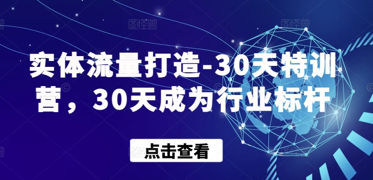 实体流量打造-30天特训营，30天成为行业标杆| 网创圈