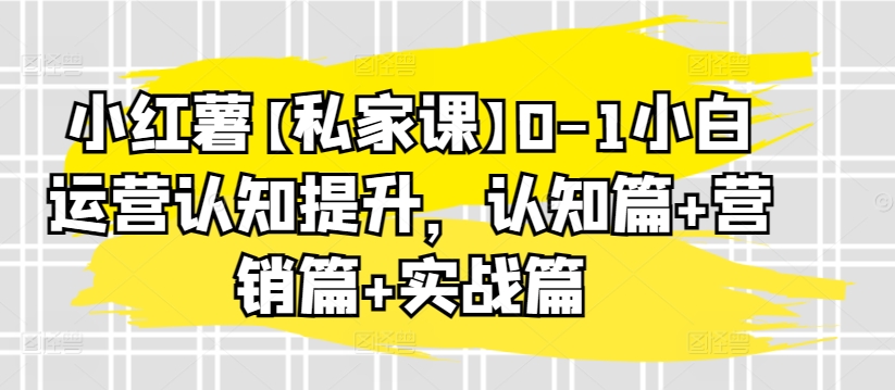 小红薯【私家课】0-1小白运营认知提升，认知篇+营销篇+实战篇| 网创圈