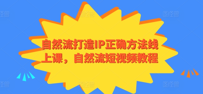 自然流打造IP正确方法线上课，自然流短视频教程| 网创圈