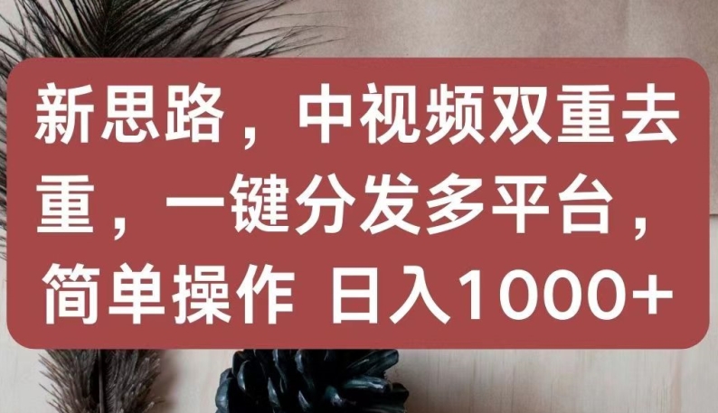 新思路，中视频双重去重，一键分发多平台，简单操作，日入1000+| 网创圈