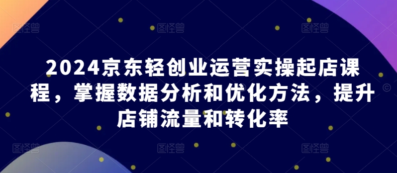 2024京东轻创业运营实操起店课程，掌握数据分析和优化方法，提升店铺流量和转化率| 网创圈