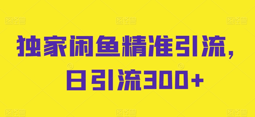 独家闲鱼精准引流，日引流300+| 网创圈