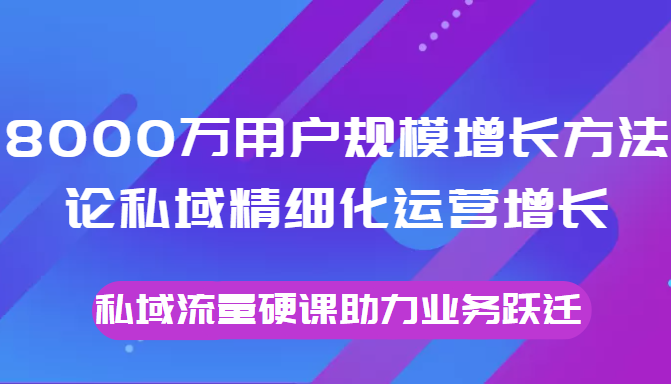 8000万用户规模增长方法论私域精细化运营增长，私域流量硬课助力业务跃迁| 网创圈