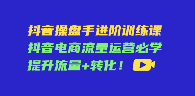 抖音操盘手进阶训练课：抖音电商流量运营必学，提升流量+转化| 网创圈