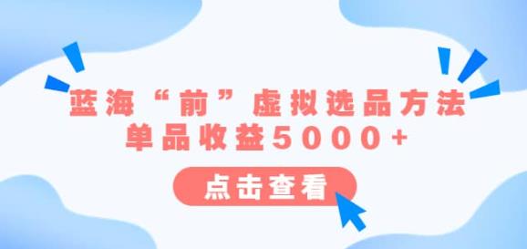 某公众号付费文章《蓝海“前”虚拟选品方法：单品收益5000+》| 网创圈